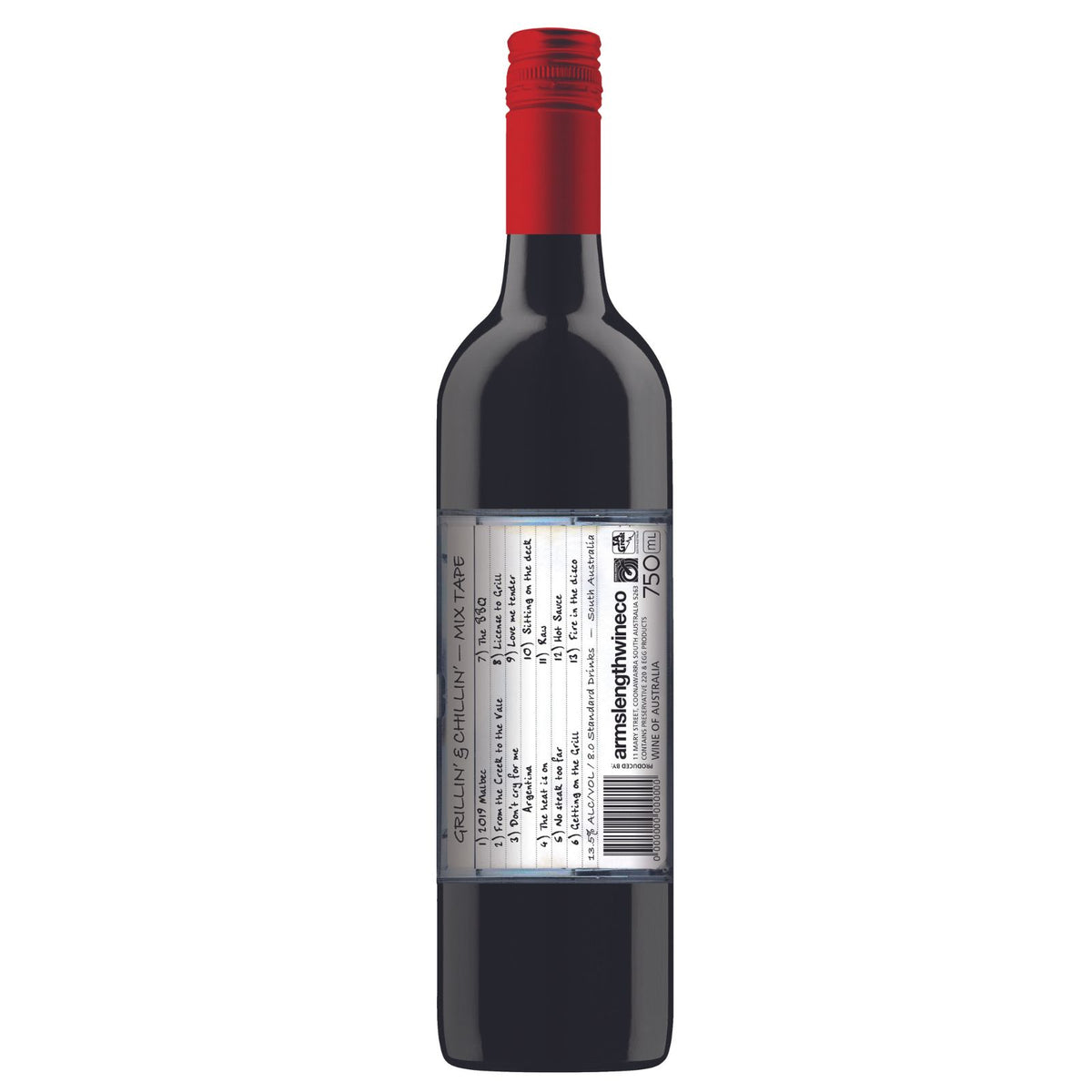 Wine bottle with a red cap on a white background