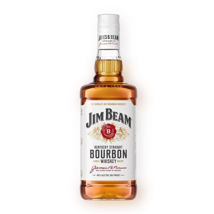 Jim Beam bourbon whiskey bottle on a white background