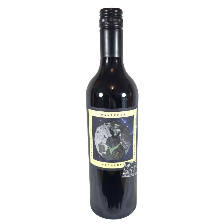 Wine bottle with a label on a white background