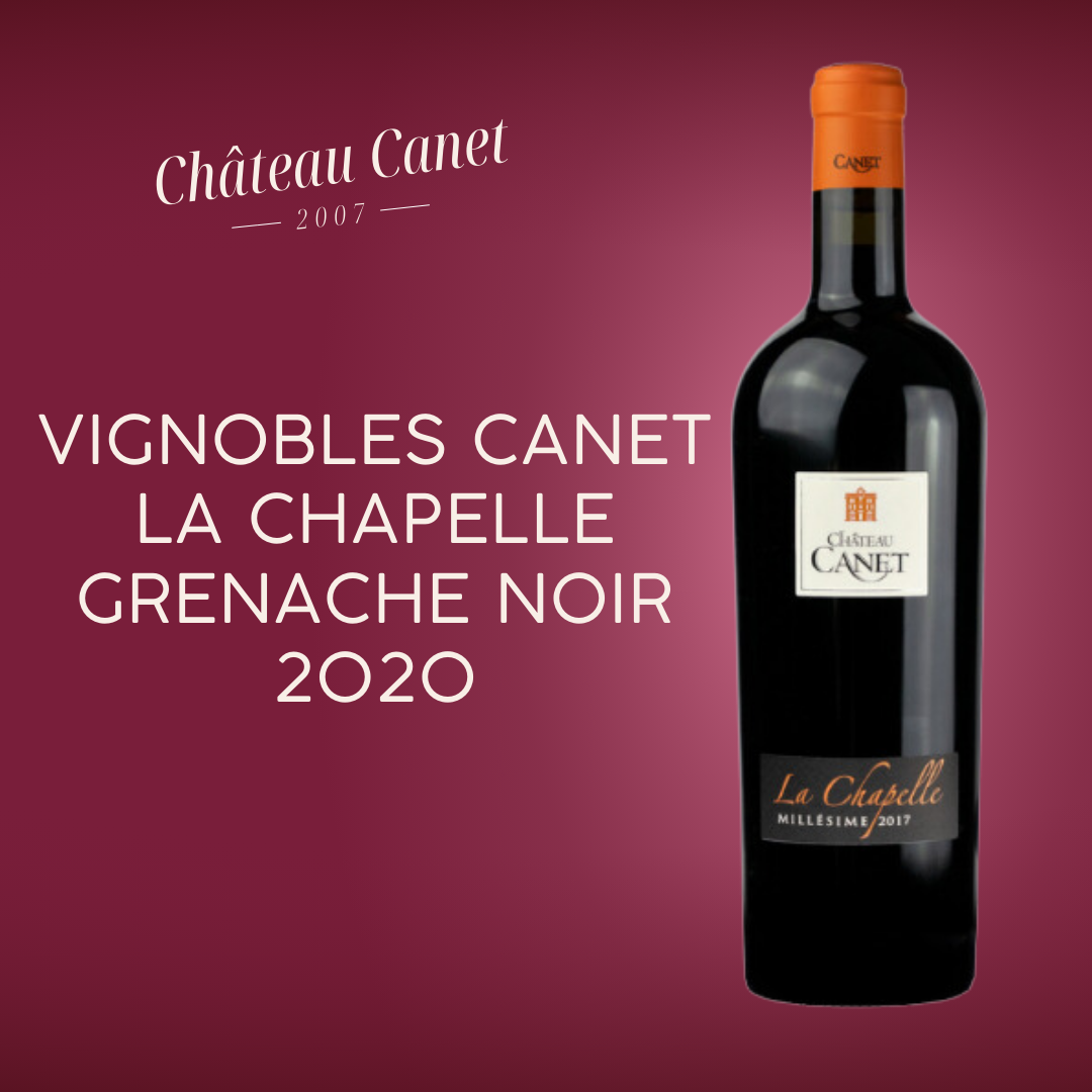 Vignobles Canet La Chapelle Grenache Noir 2020 with fancy romantic background