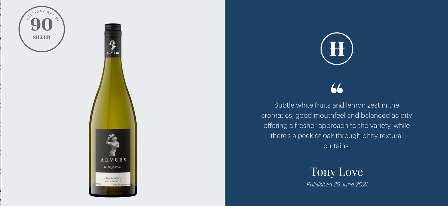 Anvers Kingsway Shiraz 2020 Red Wine with tony love quote