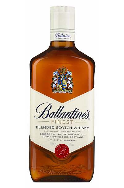 Ballantine's Finest Blended Scotch Whisky bottle on a white background
