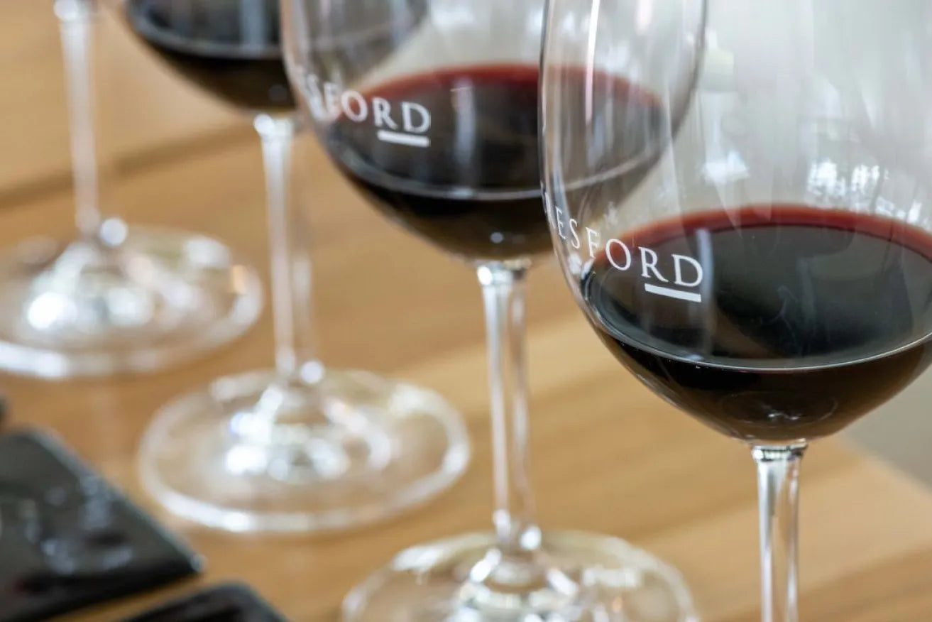 Beresford Estate Shiraz 2019 Red Wine close up glass shot