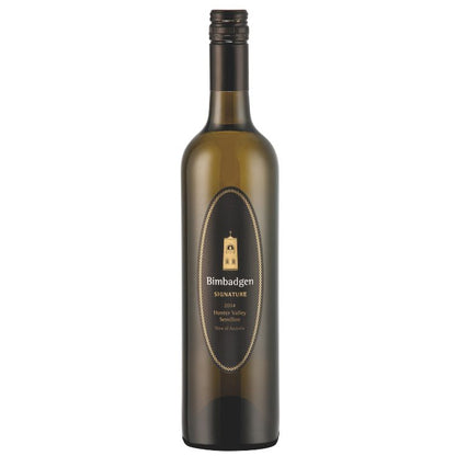 A bottle of Bimbadgen Signature Semillon 2014 white wine.