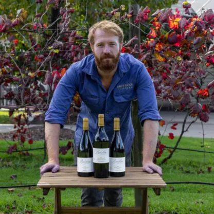 Man with Briar Ridge Dairy Hill Shiraz 2017 bottles