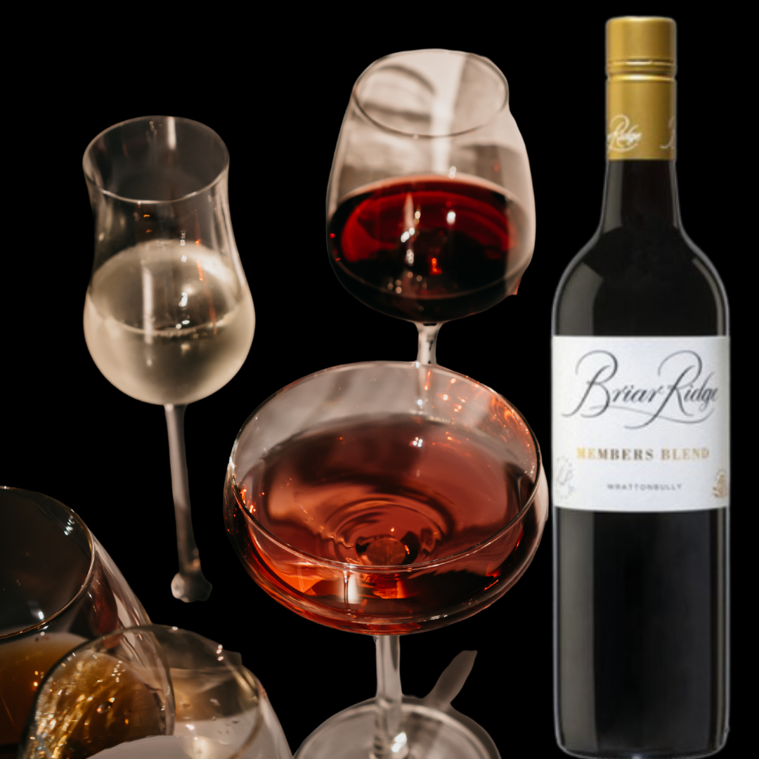 Briar Ridge Members Blend 2022 with wine glasses