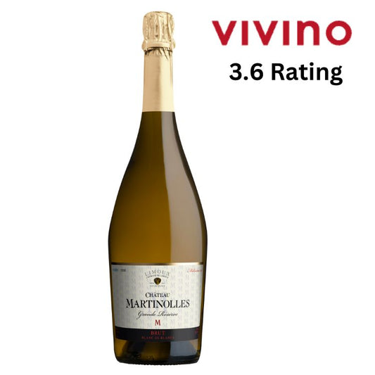 Wine bottle with 'Vivino' rating displayed on a white background