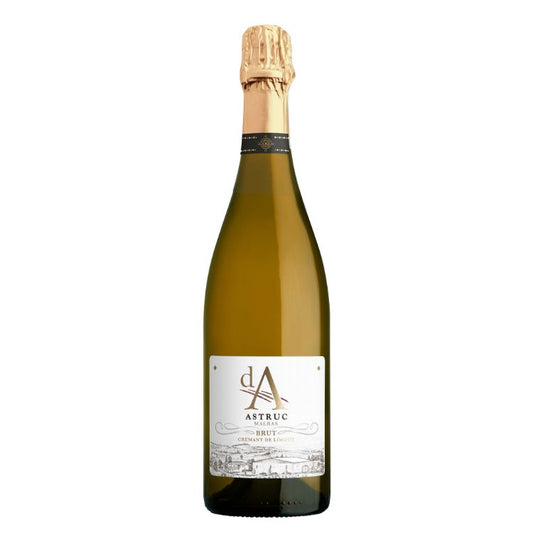 Bottle of Astruc champagne on a white background