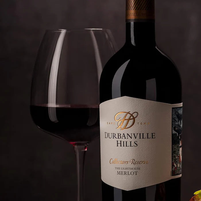 Durbanville Hills Collectors Reserve The Lighthouse Merlot in dark ambience background
