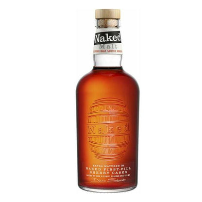 Naked Malt whisky bottle on a white background