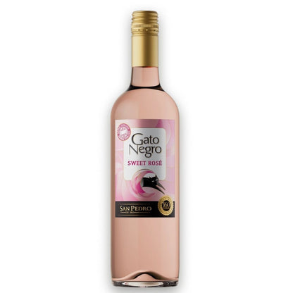 Bottle of Gato Negro Sweet Rosé wine on a white background