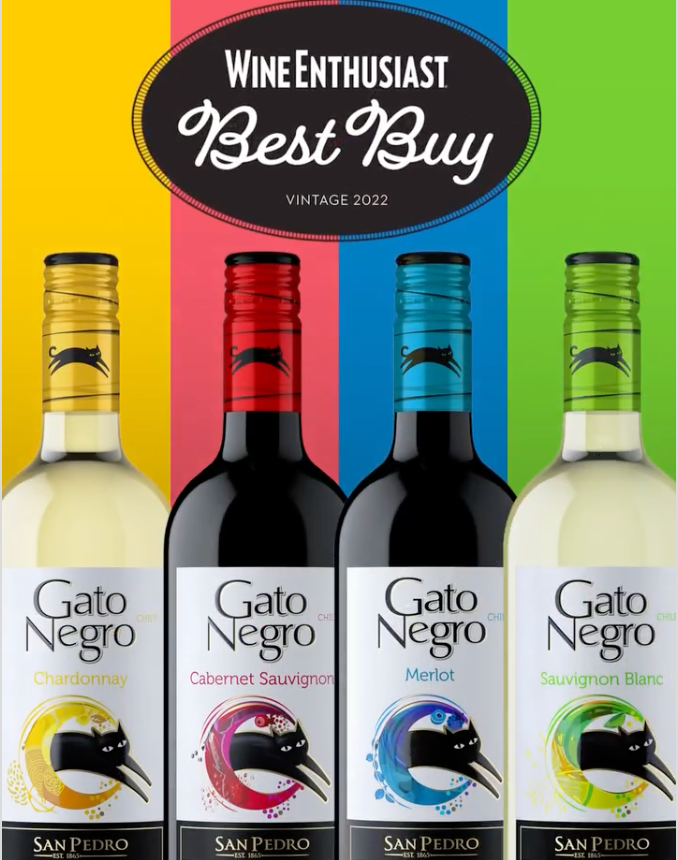 Colorful background with series of Gato Negro Wine