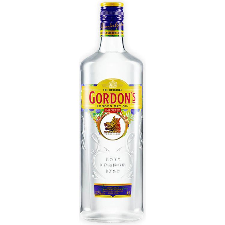 Gordon's London Dry Gin bottle on a white background