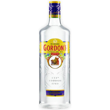 Gordon's London Dry Gin bottle on a white background