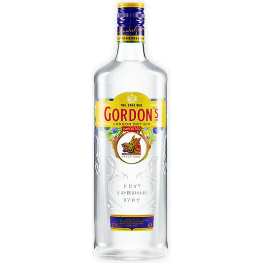 Gordon's London Dry Gin bottle on a white background