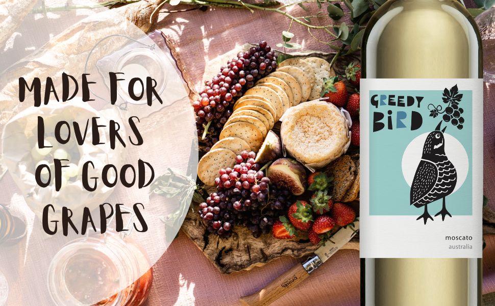 Greedy Bird Australian Moscato Sparkling Wine picnic concept