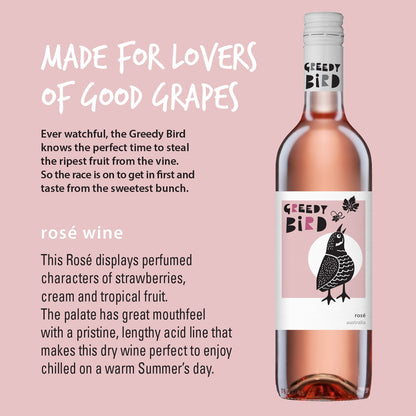 Greedy Bird Australian Rose Wine with product description