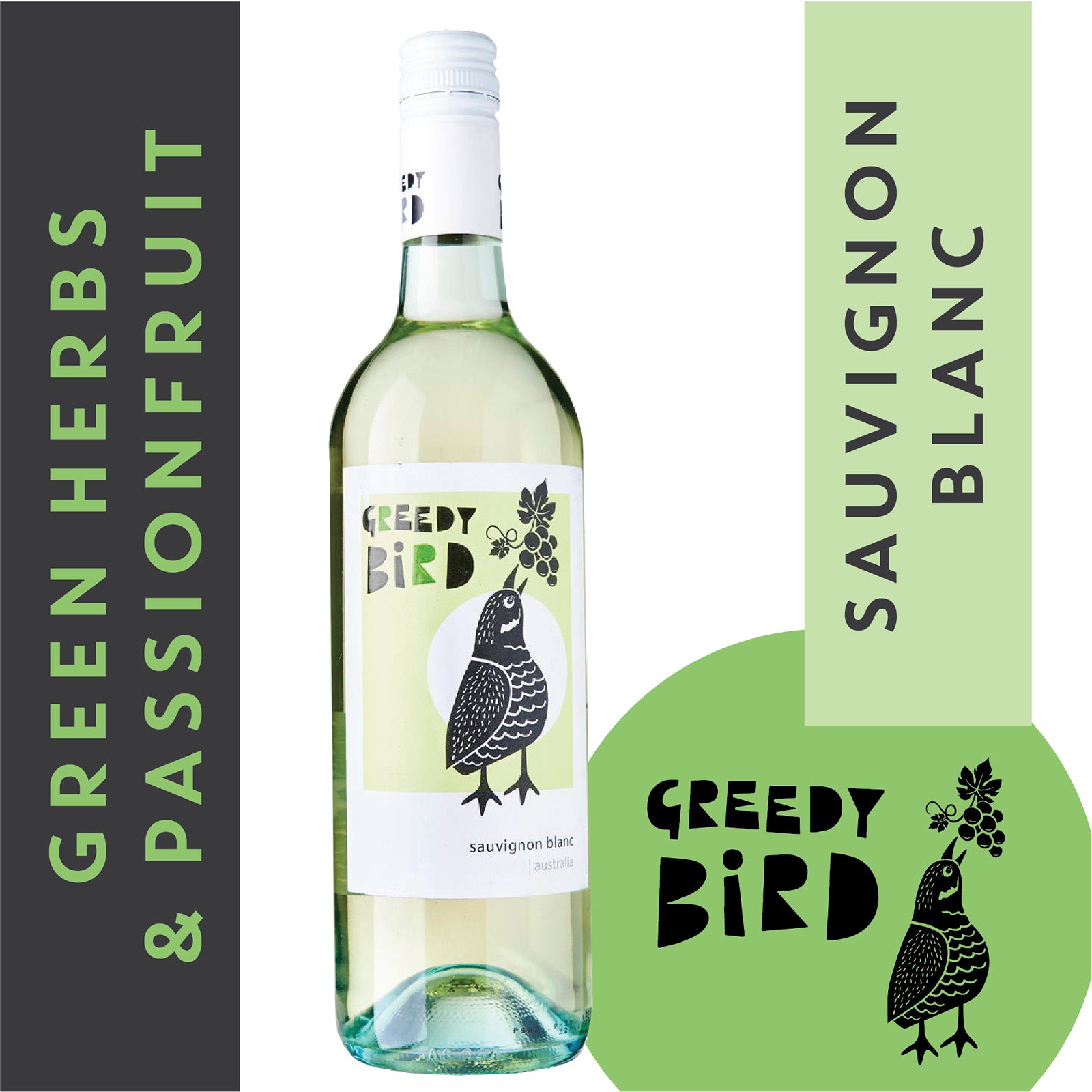 Greedy Bird Australian Sauvignon Blanc green palette visual