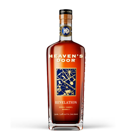 Heaven's Door Revelation whiskey bottle on a white background