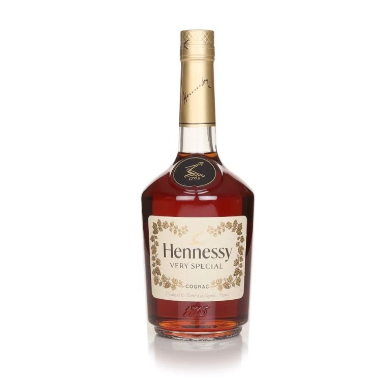 Hennessy VS cognac bottle on a white background