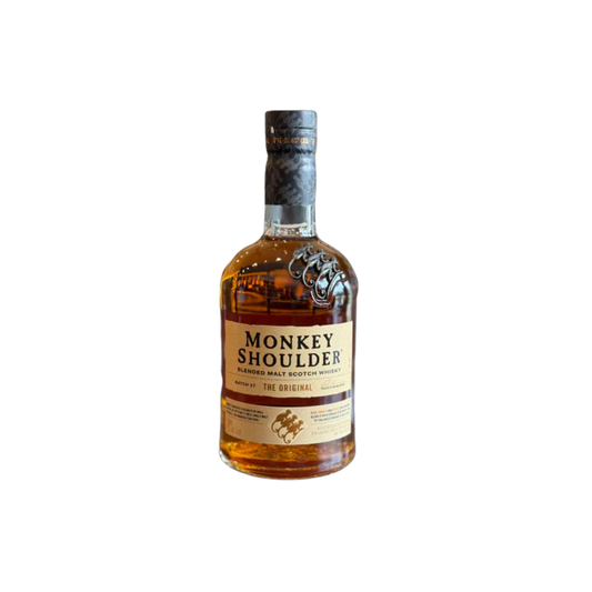 Bottle of Monkey Shoulder whisky on a white background