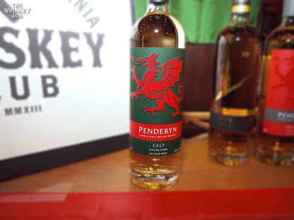 Close up shot of Penderyn Welsh Single Malt Whisky Dragon Range Celt bottle