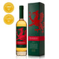 A bottle of Penderyn Welsh Single Malt Whisky with a red and green dragon design on the label, accompanied by a black box with a gold award badge for 'Sports & Athletics'.