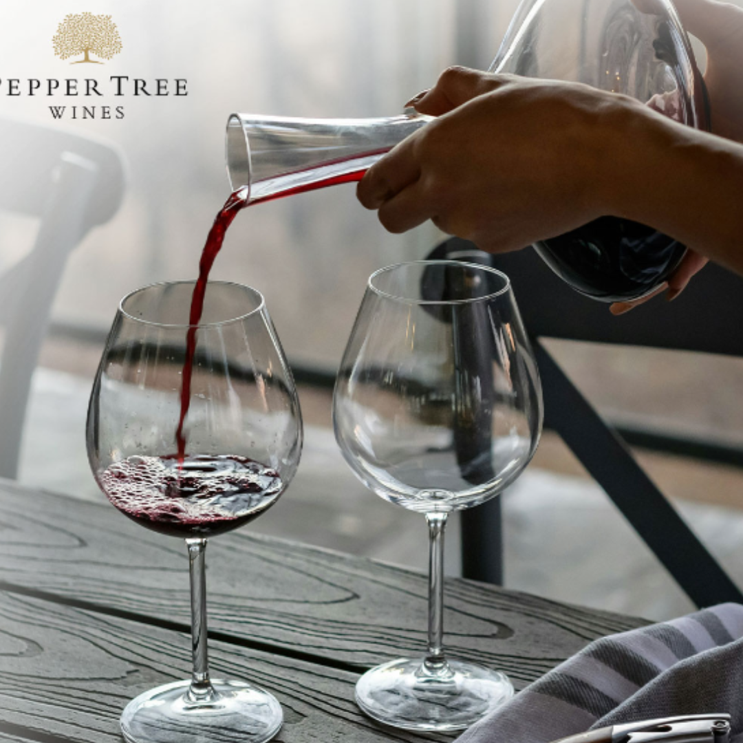 Pepper Tree Coonawarra & Wrattonbully Cabernet Sauvignon 2021 poured into glass of wine