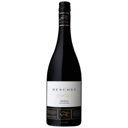 A bottle of Reschke Bull Trader Shiraz 2021 wine with a label that includes the brand name and the variety of the wine.