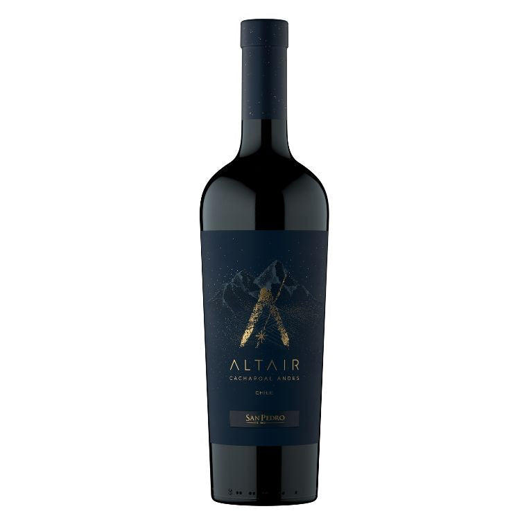 Wine bottle with 'Altair' label on a white background