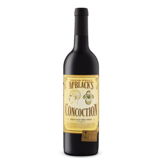 Bottle of Small Gully Concoction Shiraz Viognie 2013 wine with label visible.