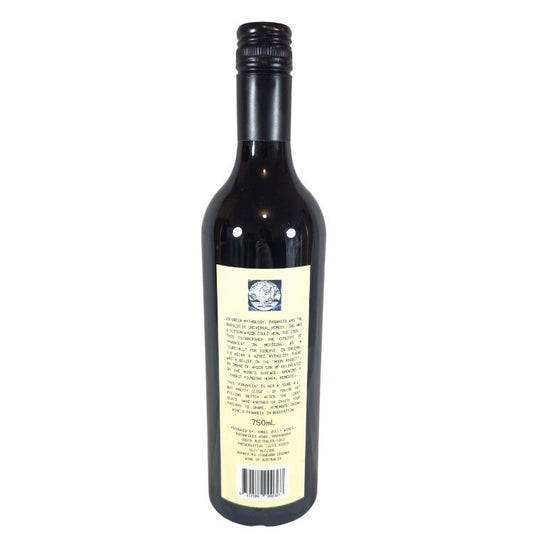 Wine bottle with a visible label on a white background