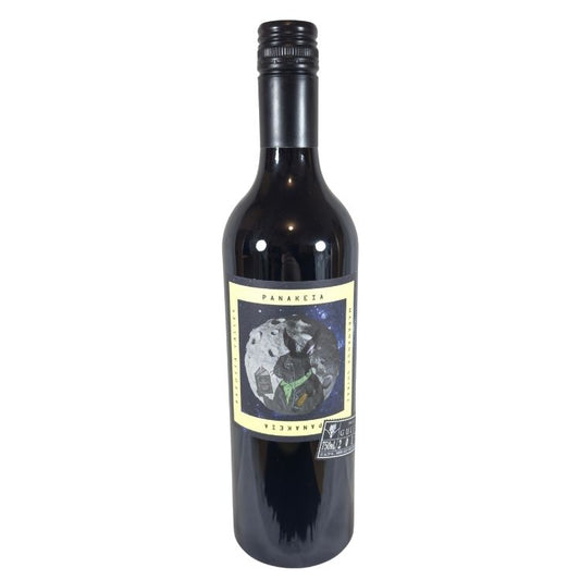 Wine bottle with a label on a white background