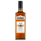 A bottle ofBeenleigh Australian Hand Crafted Spiced Rum with a label showing the brand name and the type of rum. The bottle is transparent, showcasing the amber-colored rum inside.